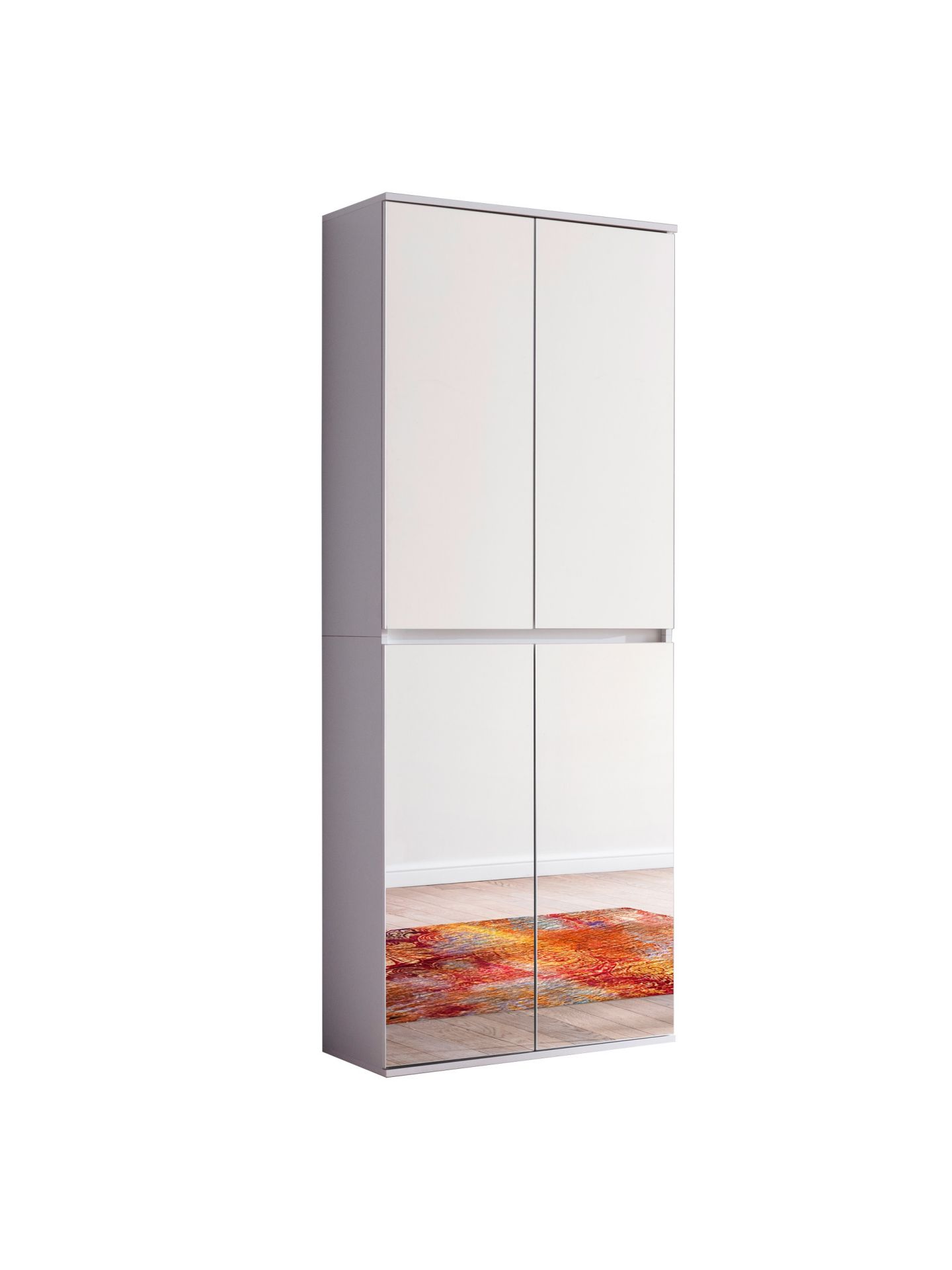 trendteam Mirror Garderobenschrank 4TR Weiß Spiegel