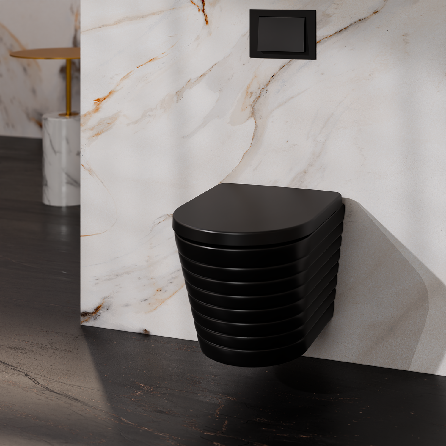 Treos Serie 810 Wand-WC Set Schwarz Spülrandlos 49 cm