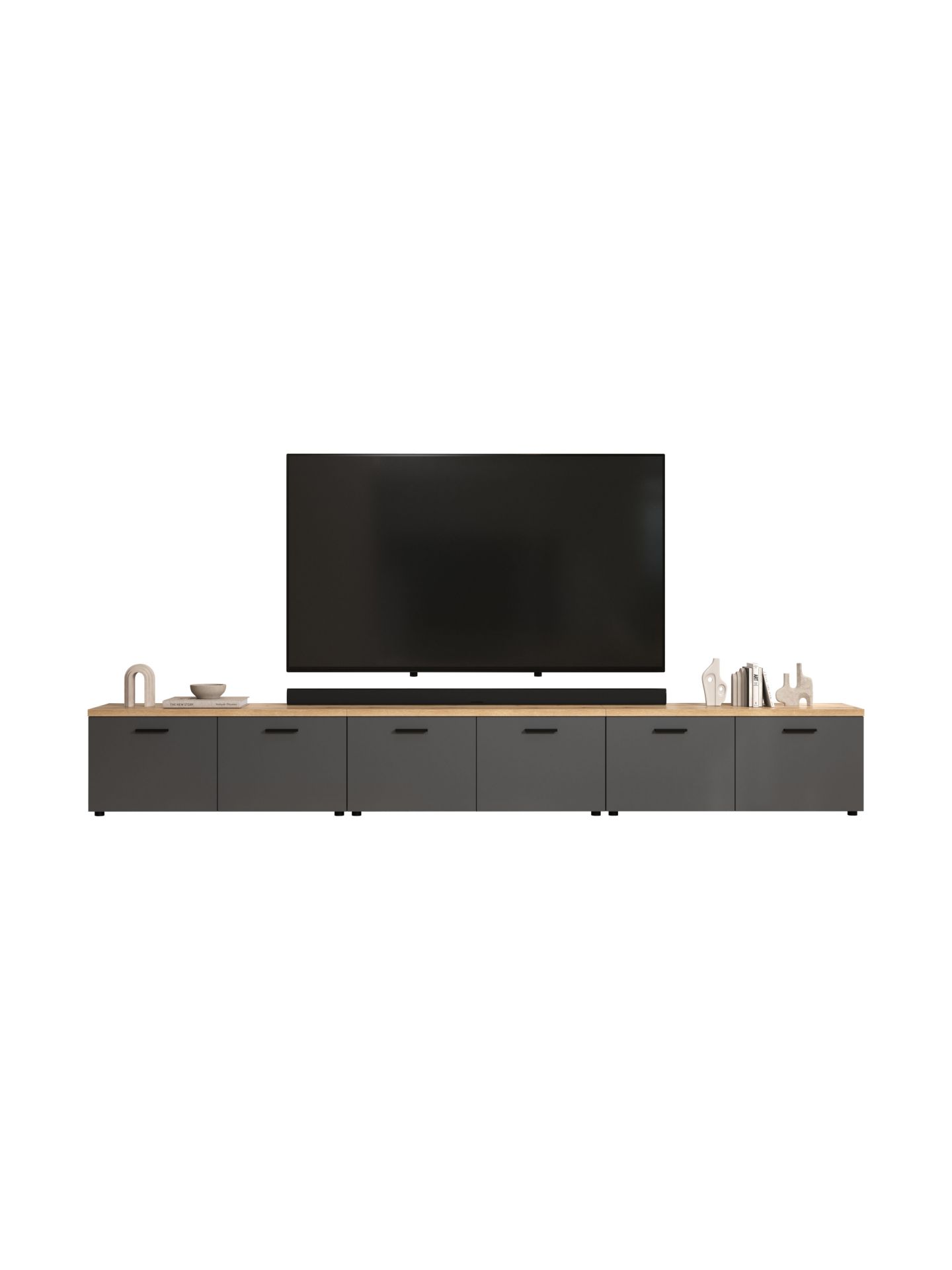 trendteam Baggio TV-Lowboard Anthrazit Coast Evoke Oak Wohnzimmer