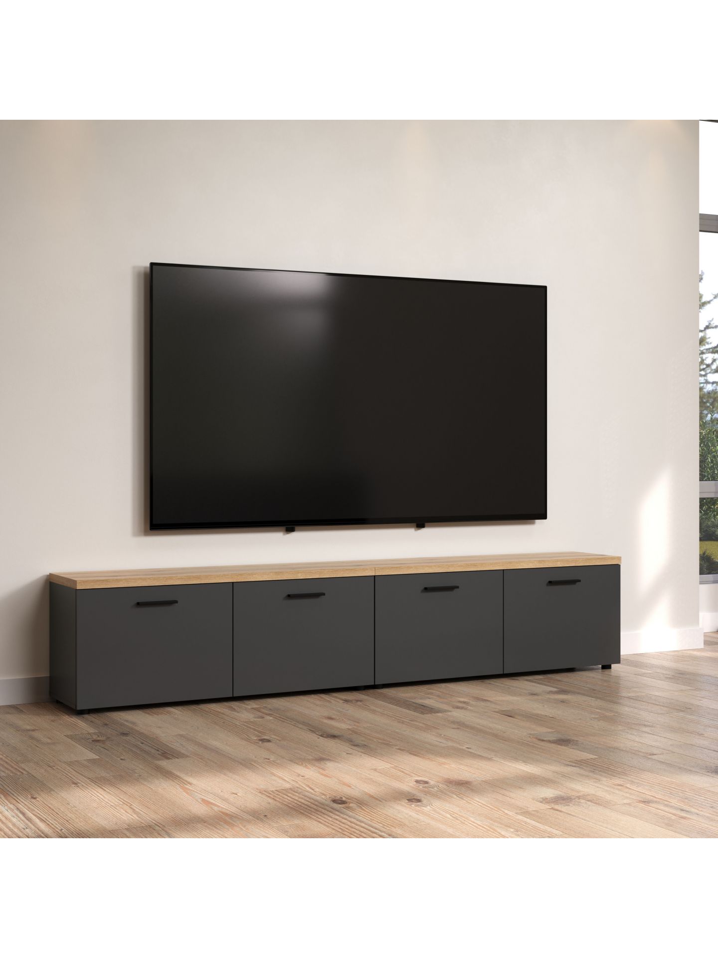trendteam Baggio TV-Lowboard Anthrazit Evoke Eiche
