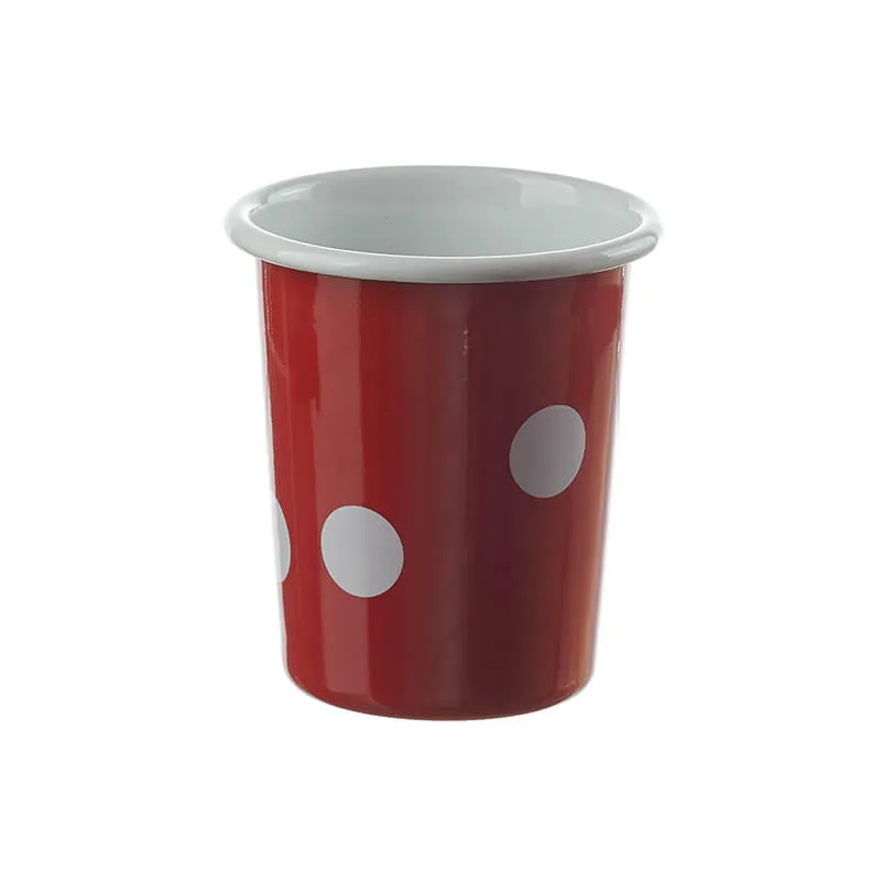 Nostalgie-Geschirr Emaillebecher konisch rot Tupfen 350 ml