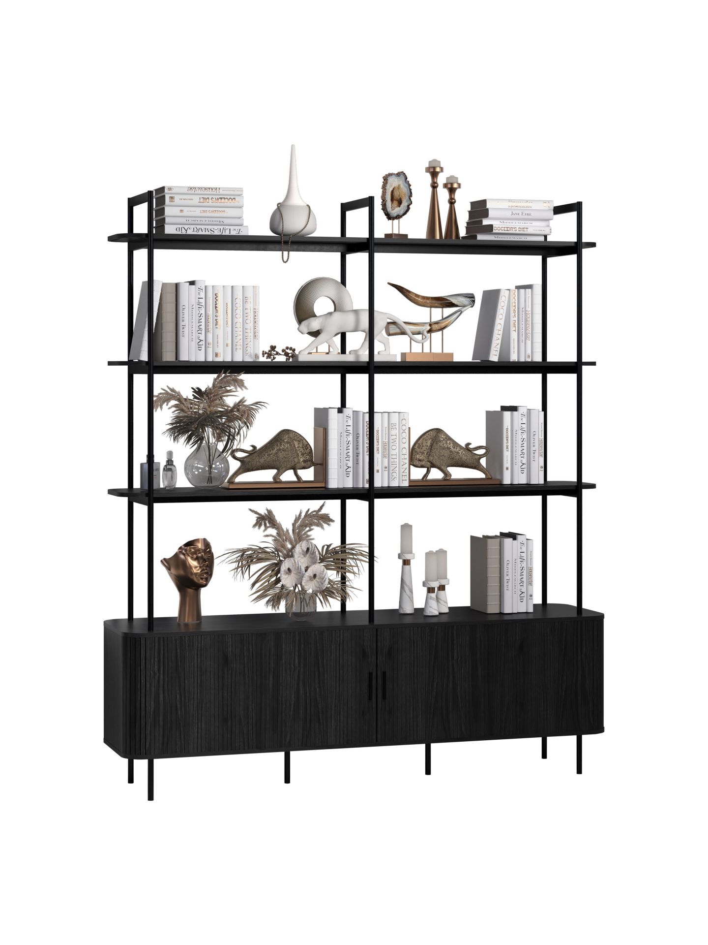 trendteam Ronin Regal Esche Schwarz Jalousietüren