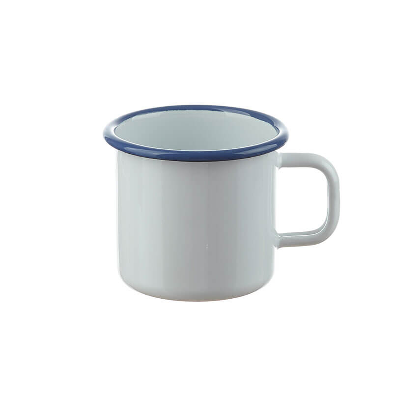 Münder Email Blauer Rand Becher 7 cm weiß/blau