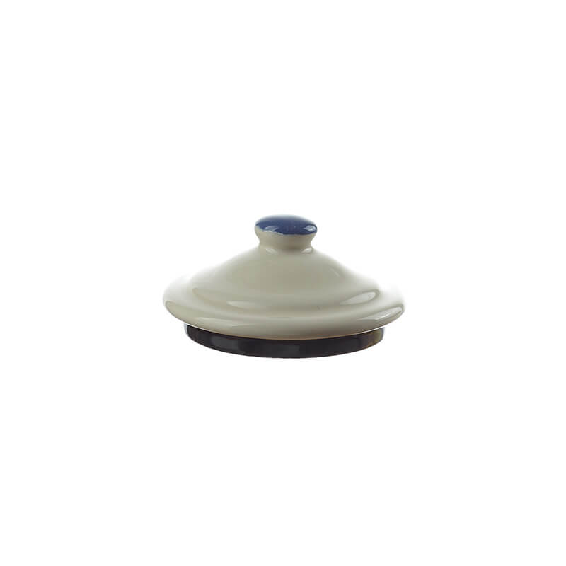 Münder Email Nostalgie Deckel creme-blau 7 cm für Kännchen