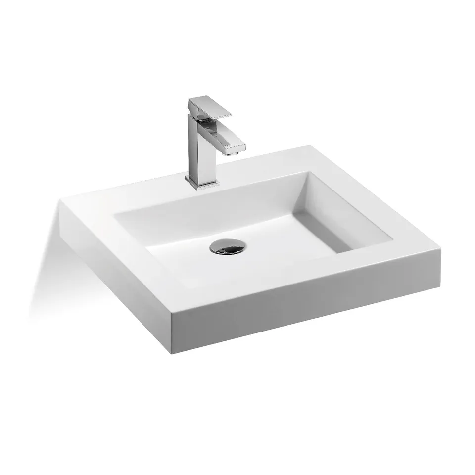 Treos Serie 700 Waschbecken Mineralguss weiß mit Hahnloch 55x50