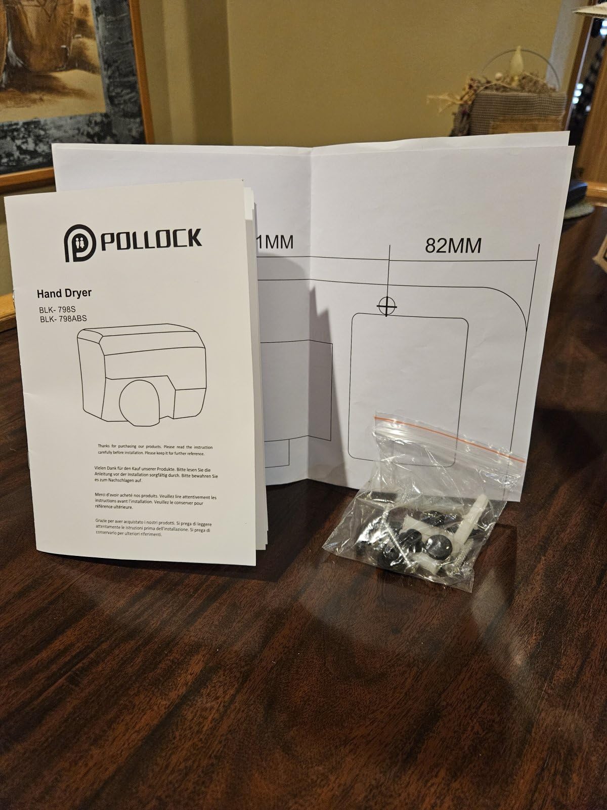 Pollock Händetrockner Edelstahl Wand 1600 W Sensor