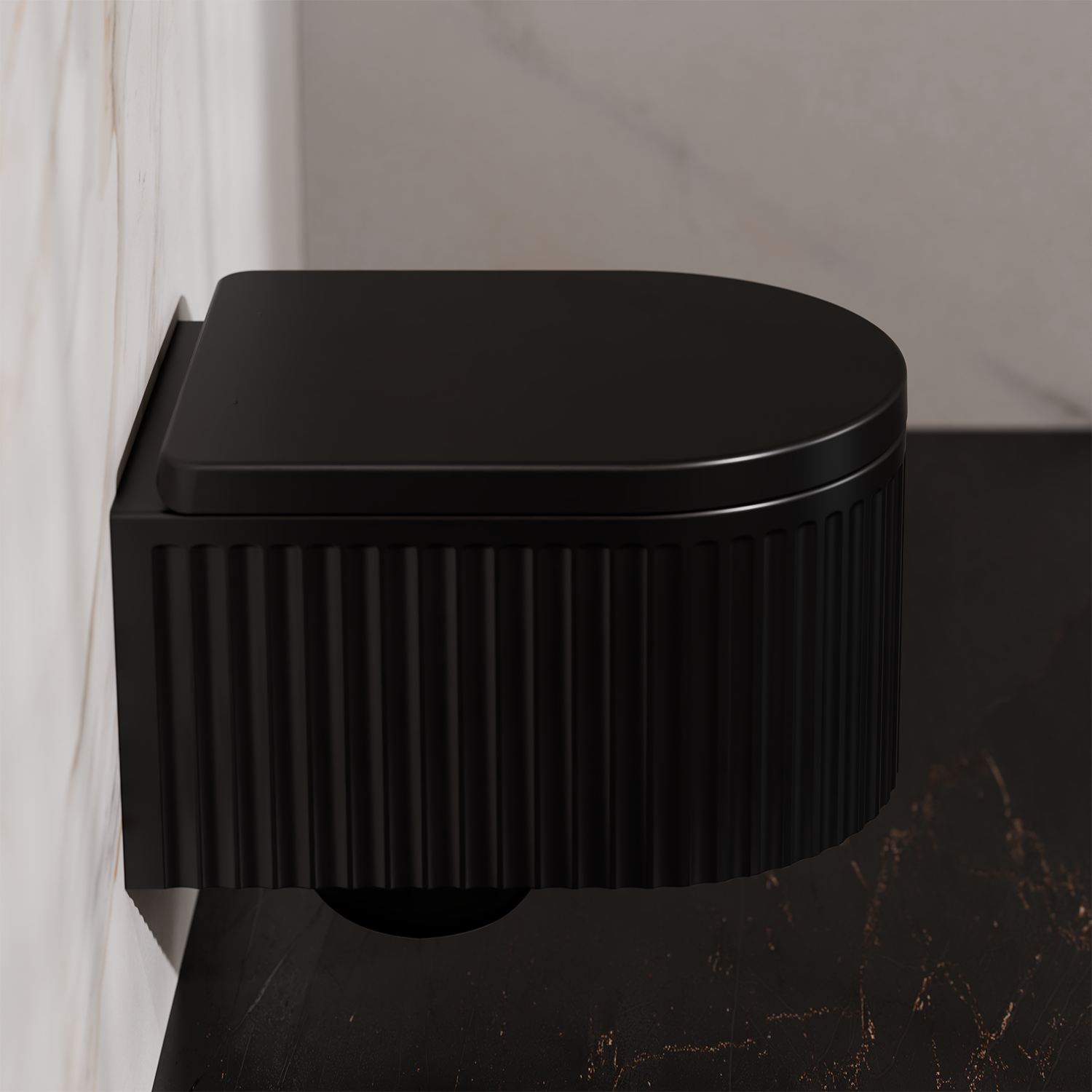Treos Serie 810 Wand-Tiefspül-WC Set 49cm spülrandlos schwarz