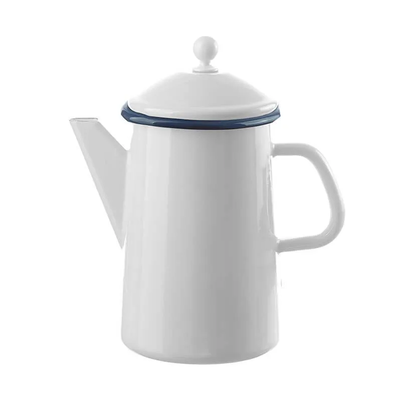Münder Nostalgie-Geschirr Kaffeekanne 1,6 l weiß blauer Rand