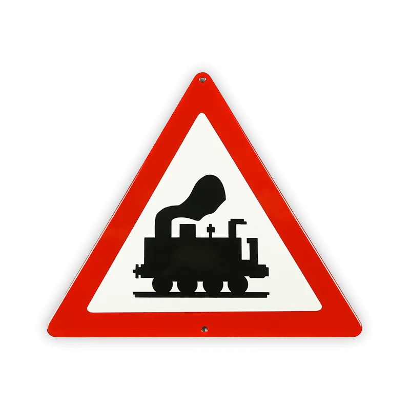 Münder Email Dreieck 25 cm Emailschild Dampflok