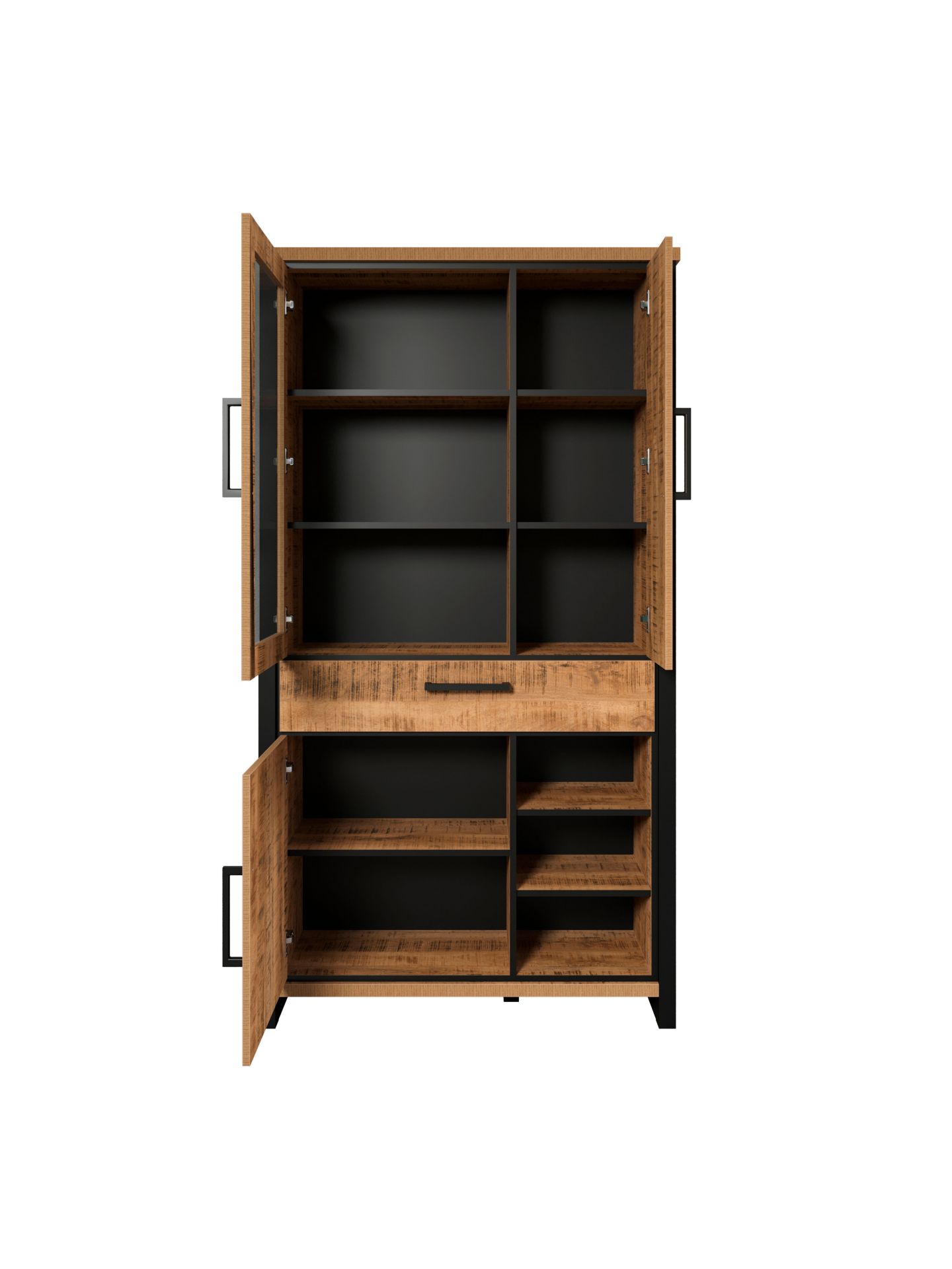 trendteam Enna Vitrine Mango Stauraumvitrine Schwarz Griff