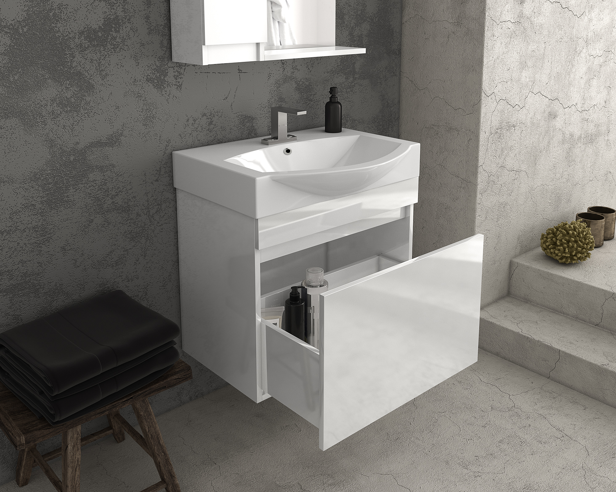 DROP SENSO 65 White Badmöbel Waschtisch weiß
