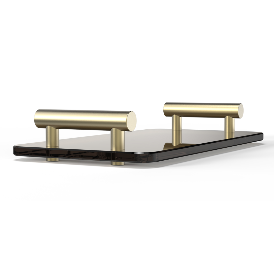 Decor Walther Bar TAB Glastablett Klarglas Chrom Griffe Messing