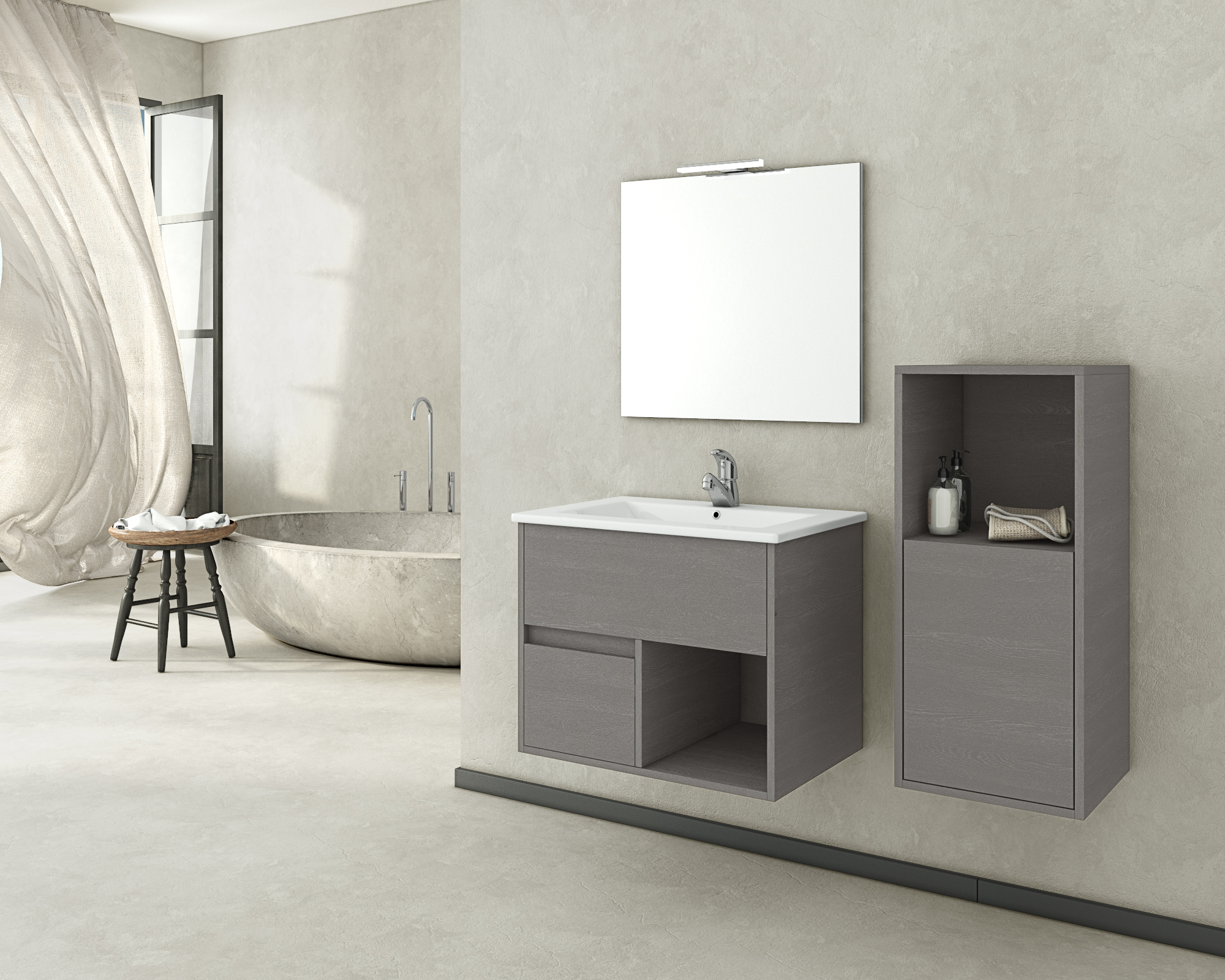 DROP Sorrento 65 Cement Badmöbel 65 cm Zement