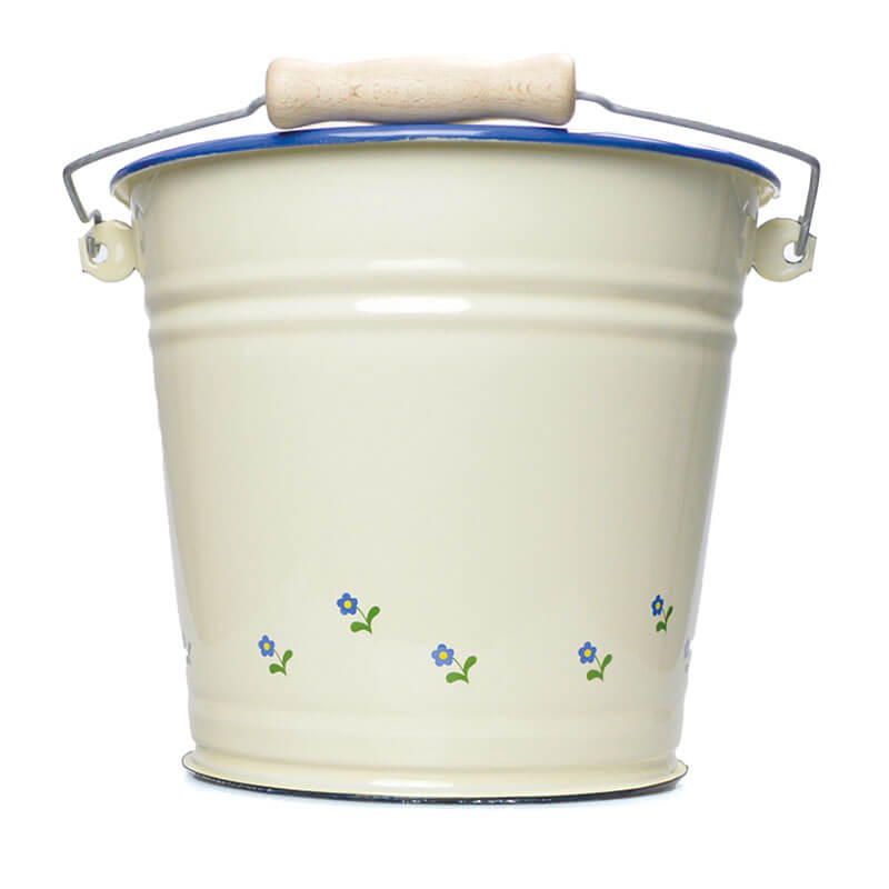 Münder Email Nostalgie Eimer 6 L creme/blau Blümchen