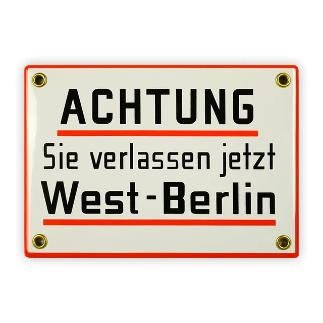 Münder Email Schild ACHTUNG West-Berlin 17x12 cm