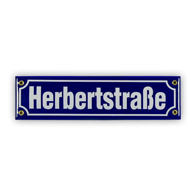 Münder Email Emaille Lagerschilder Herbertstraße Mini-Straßenschild blau-weiß 30cm