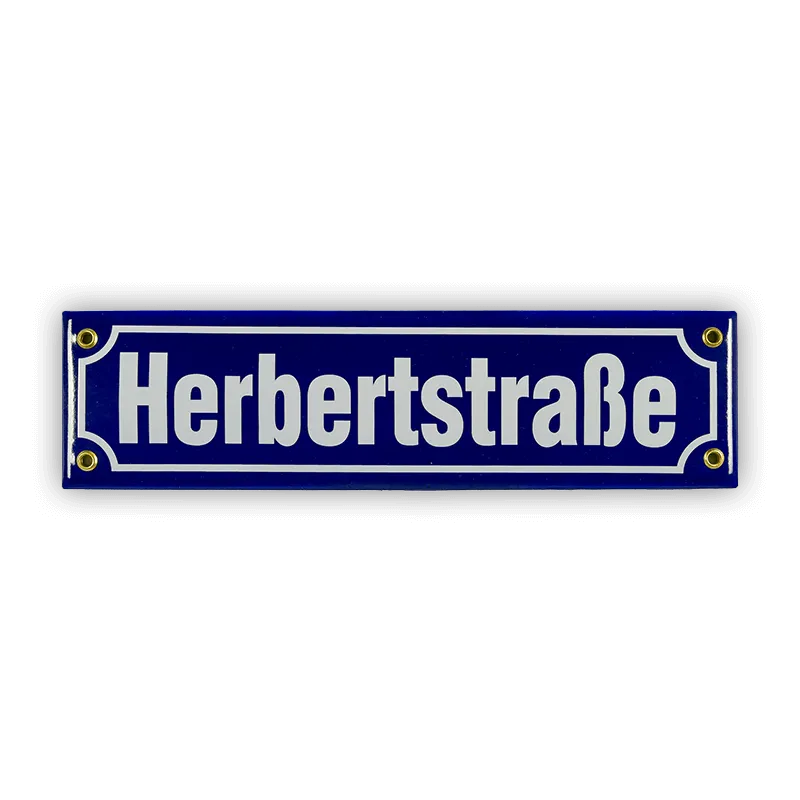 Münder Email Emaille Lagerschilder Herbertstraße Mini-Straßenschild blau-weiß 30cm