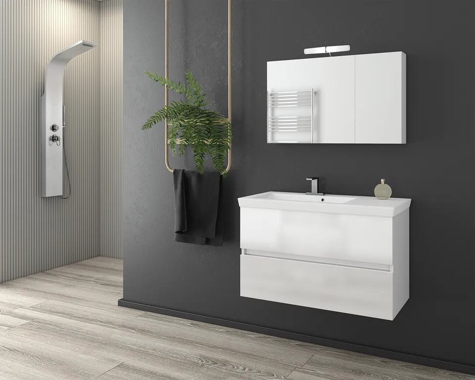 DROP LUXUS 85 White Badmöbel 85 cm weiß