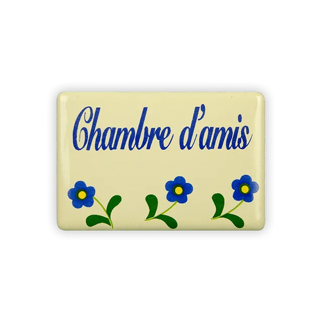 Münder Email Chambres d'amis Türschild 6x4 cm Blümchen