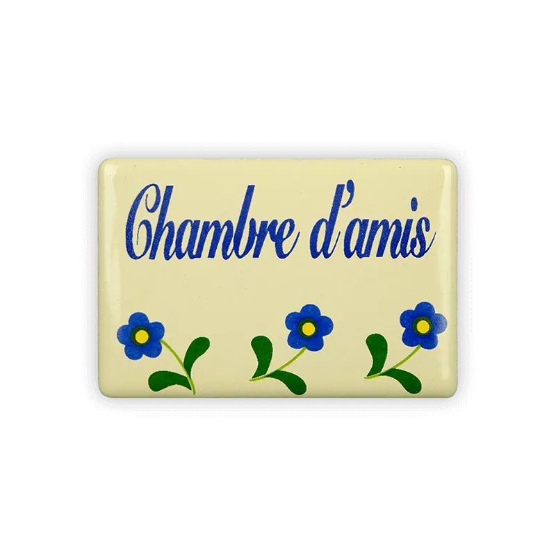 Münder Email Chambres d'amis Türschild 6x4 cm Blümchen