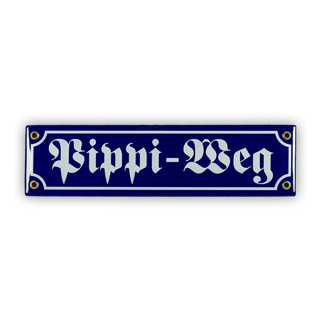 Münder Email Mini-Straßenschild Pippi-Weg Emailschild 30 cm