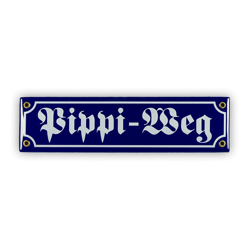 Münder Email Mini-Straßenschild Pippi-Weg Emailschild 30 cm