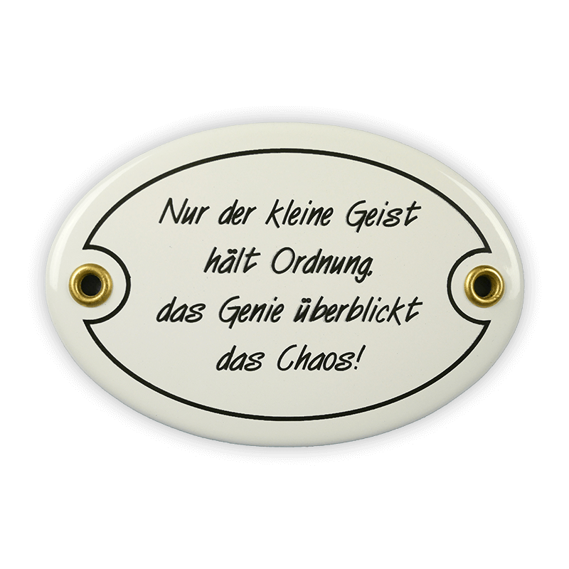 Münder Email Spruch Emailschild oval 10,5x7 cm Chaos