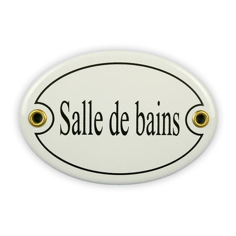 Münder Emailschild oval Salle de bains 10,5x7 cm
