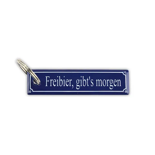 Münder Email Schlüsselanhänger Freibier gibt's morgen 8x2 cm