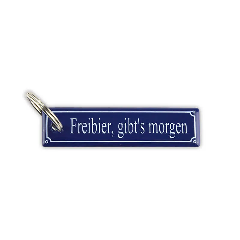 Münder Email Schlüsselanhänger Freibier gibt's morgen 8x2 cm