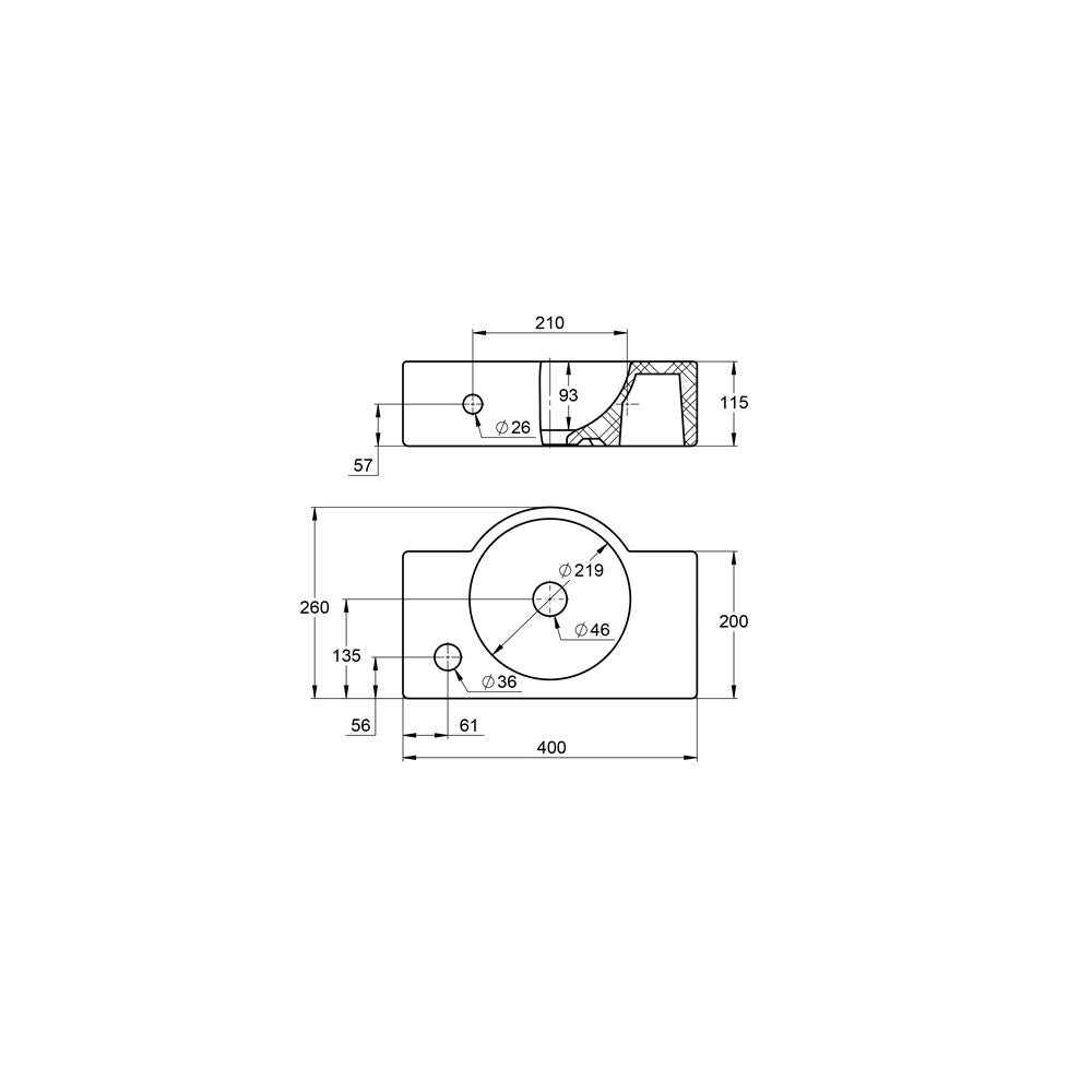 Treos Serie 800 Handwaschbecken 400x260 weiß mit Hahnloch