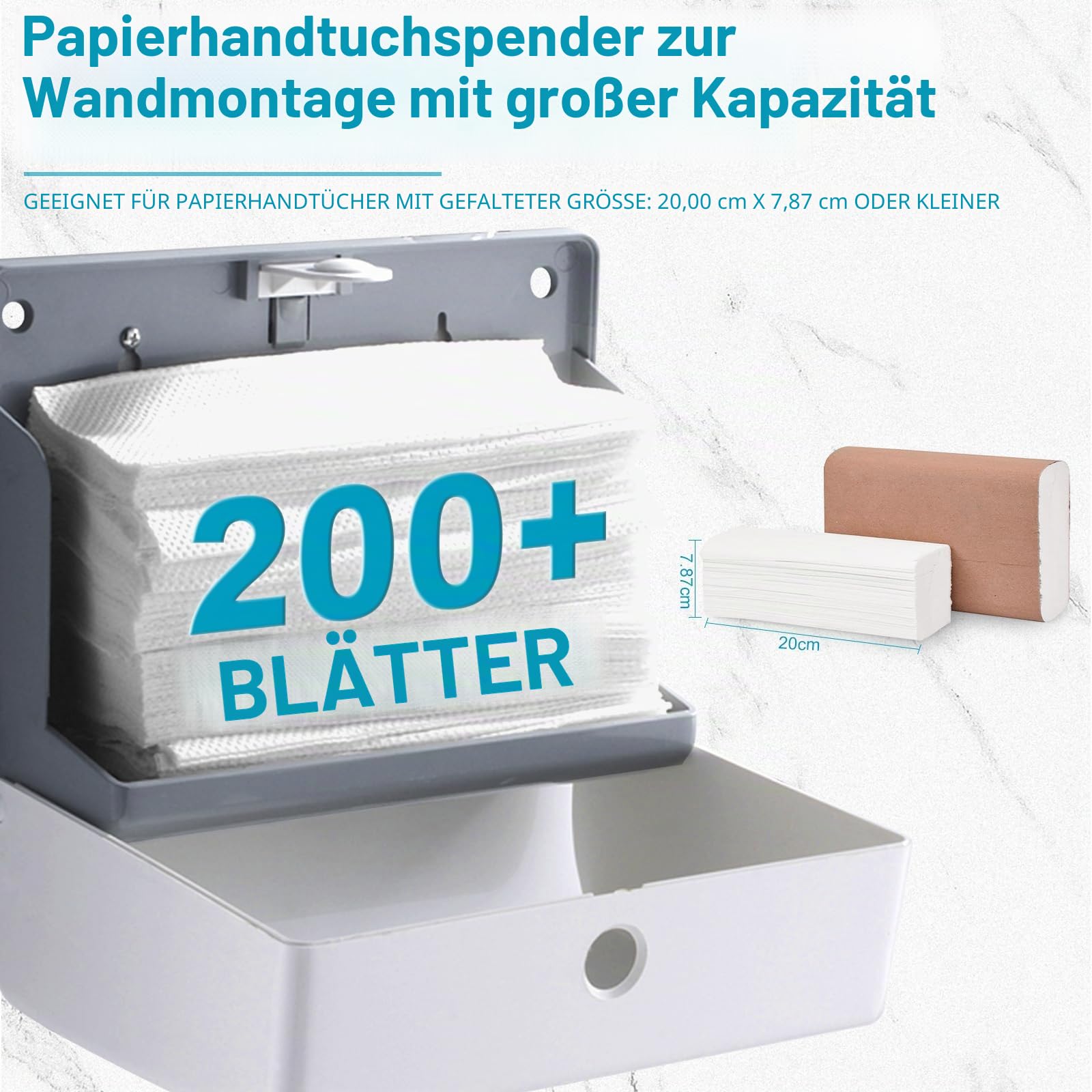 Pollock Papierhandtuchspender Wand Weiß ABS 200 Blatt