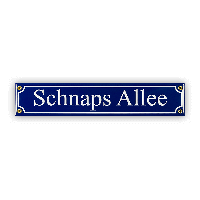 Münder Email Schnaps Allee Mini-Straßenschild 40 cm blau/weiß