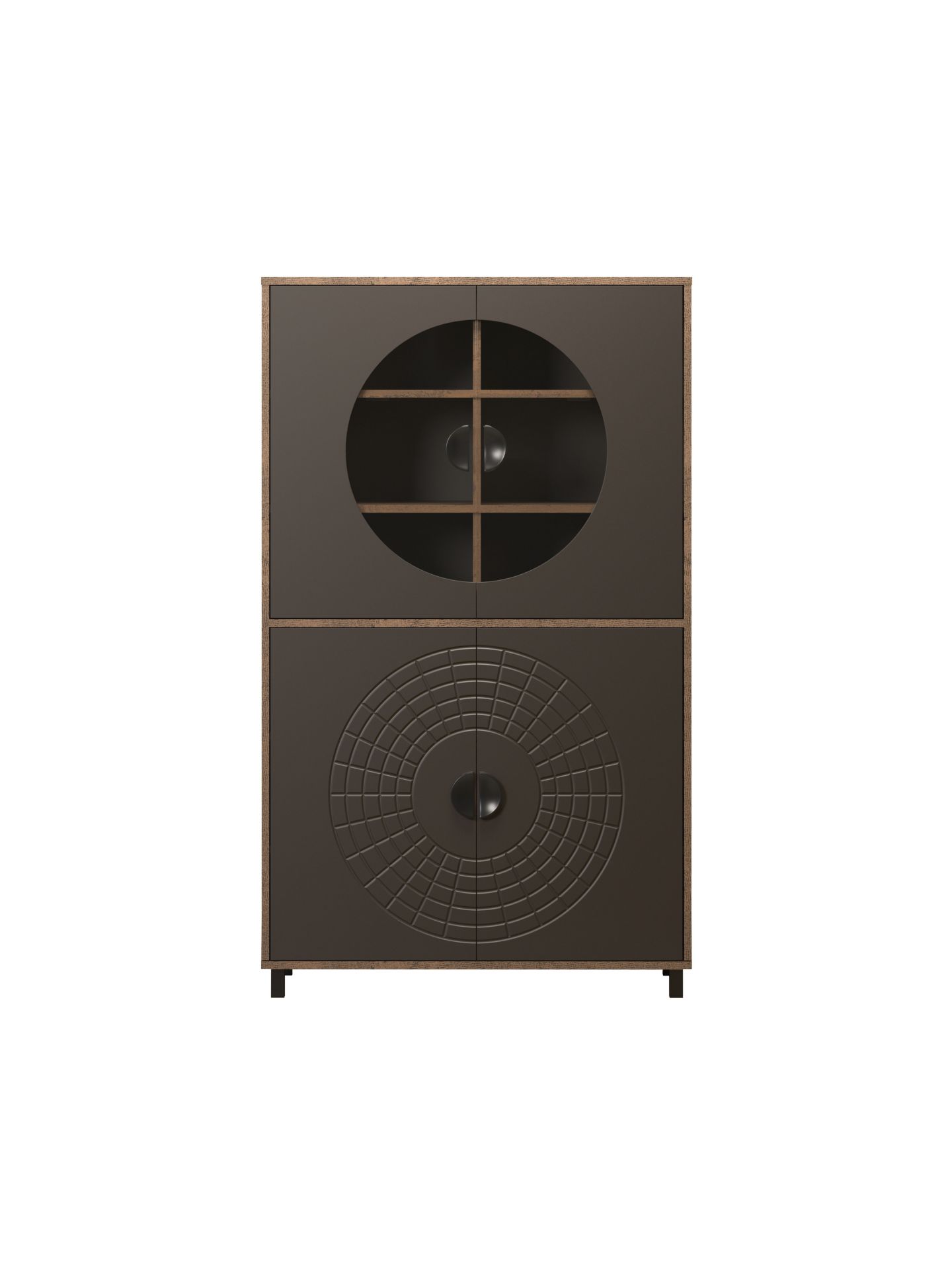 trendteam Fusion Highboard-Vitrine Rostoptik Perlbronze