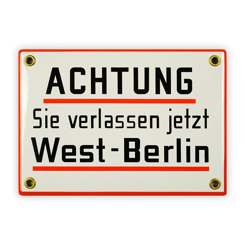 Münder Email Schild ACHTUNG West-Berlin 17x12 cm