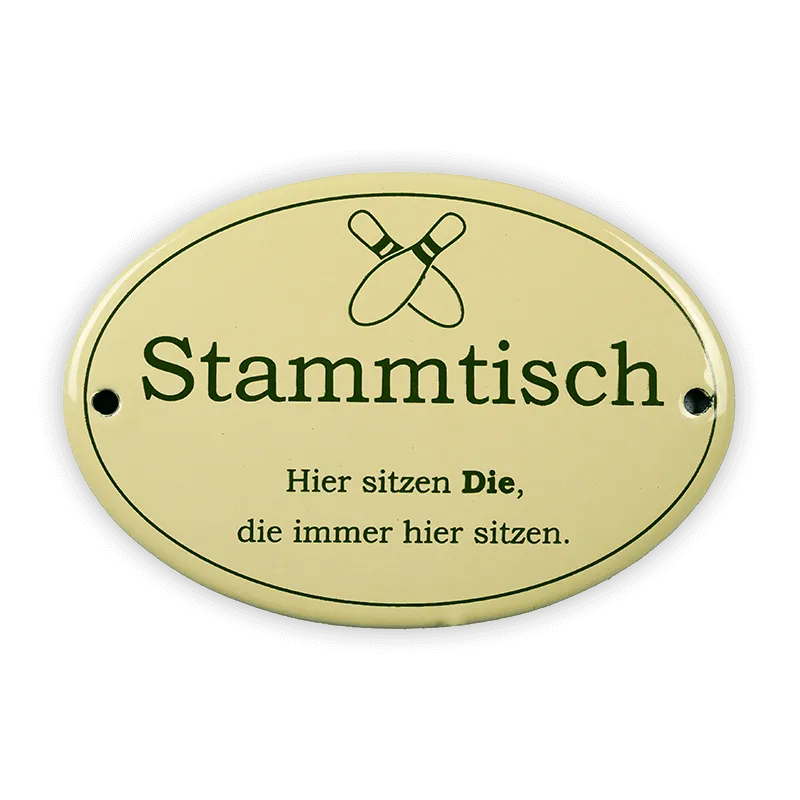 Münder Email Stammtisch Kegeln Emailschild oval 10,5x7 cm