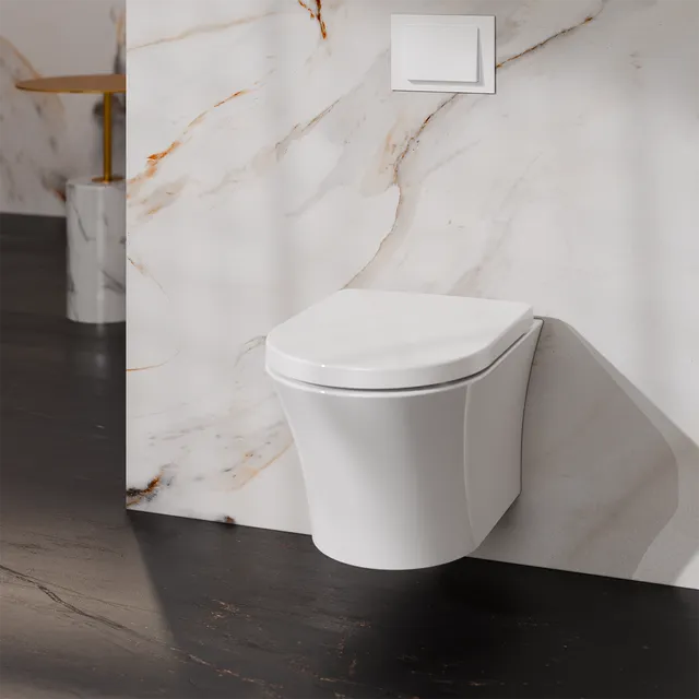 Treos Serie 810 WC-Set 48,5cm spülrandlos mit Sitz weiß