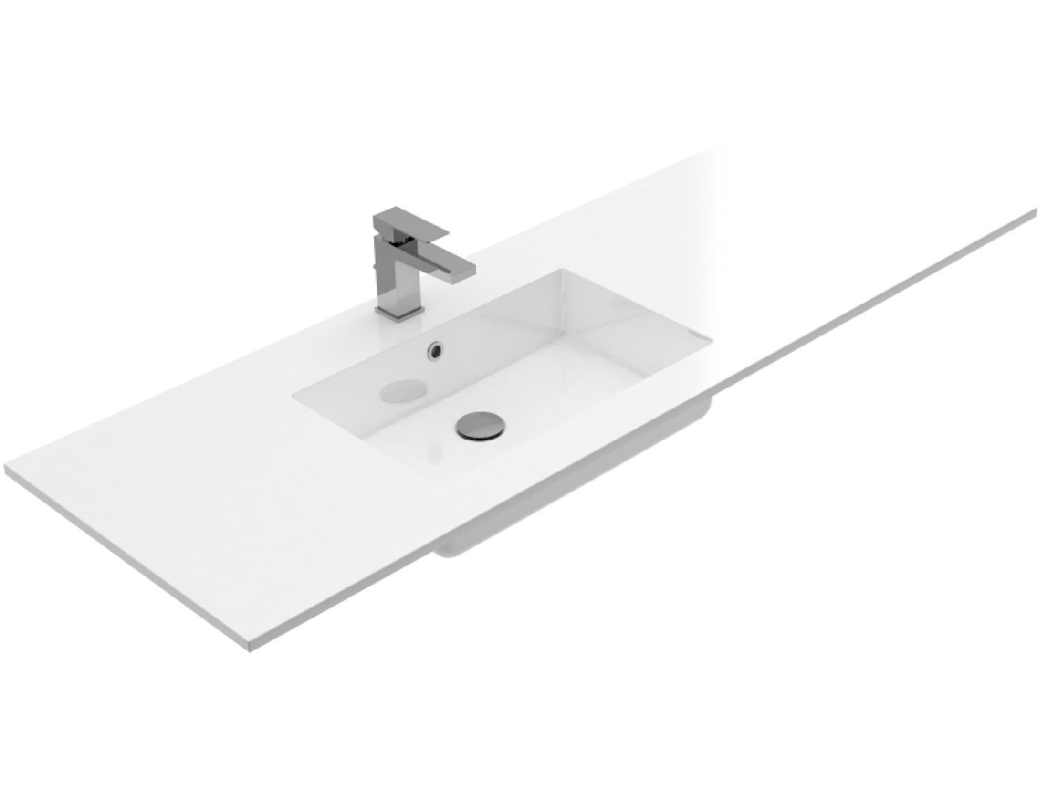 Treos Serie 750 Einbaubecken 1500x500 Ablage rechts weiß