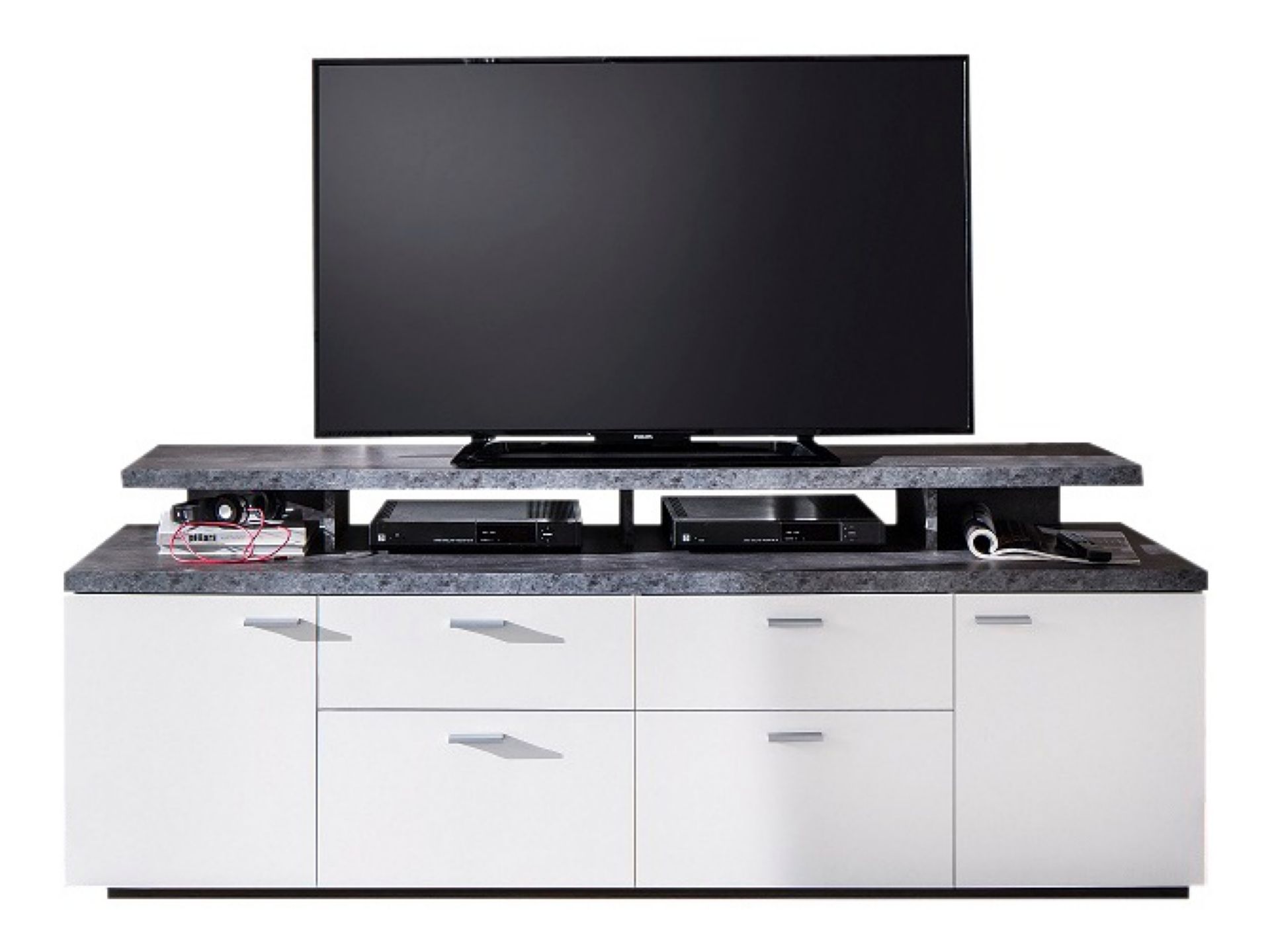 trendteam Mood TV-Lowboard weiß Stone dunkel