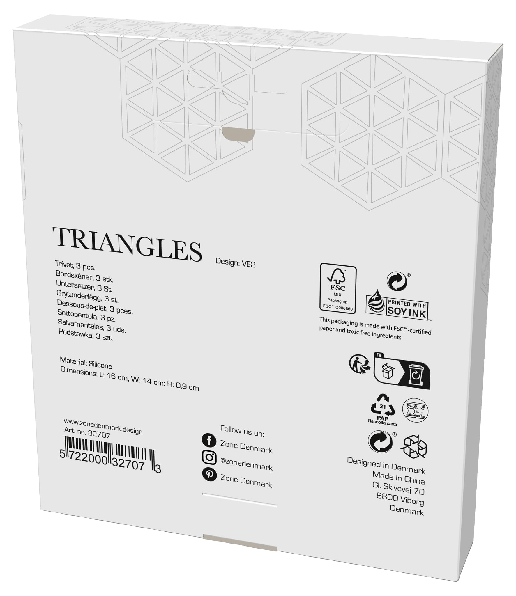 Zone Denmark Triangles Topfuntersetzer Silikon 3er Terracotta