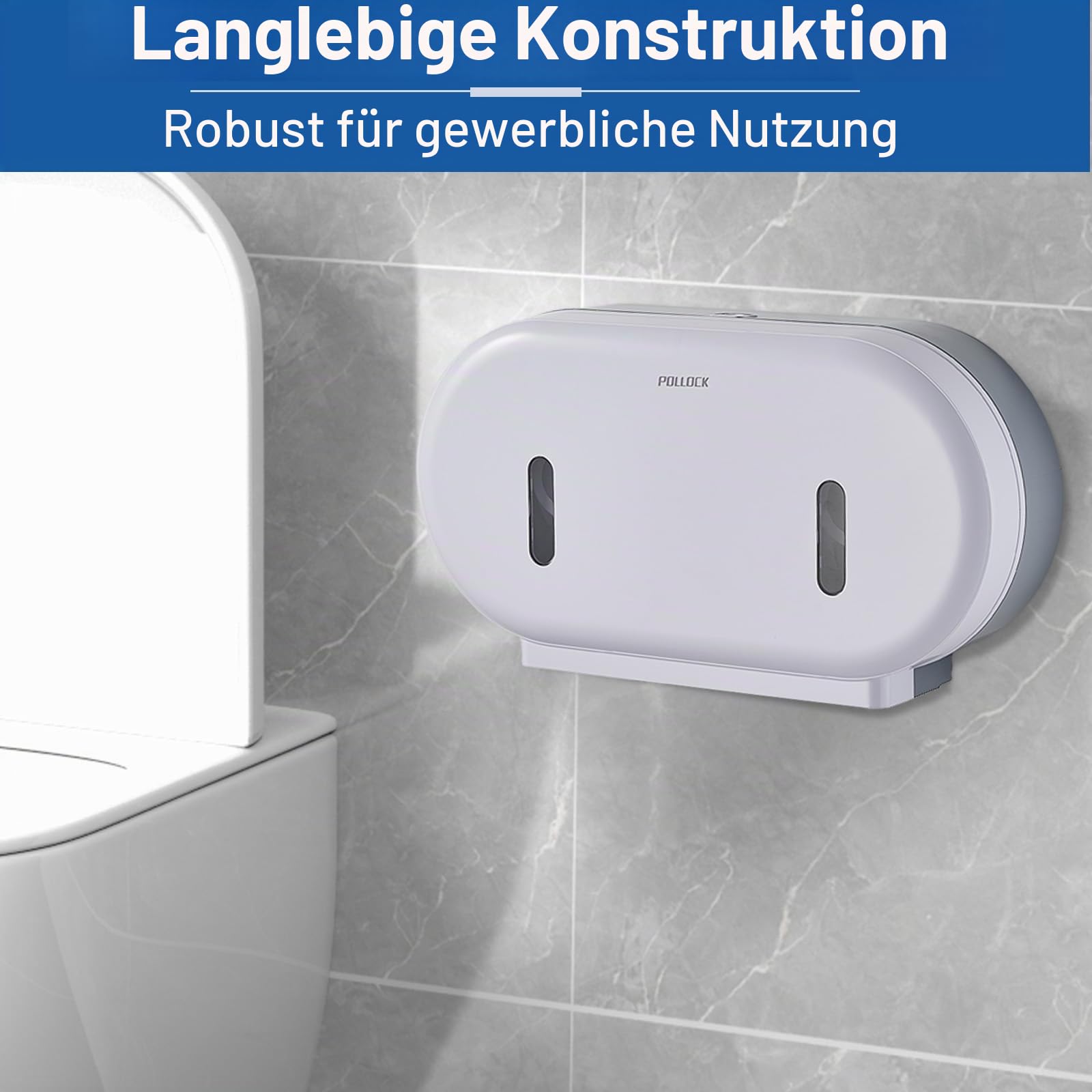 Pollock Toilettenpapierspender Doppel Weiß Jumbo