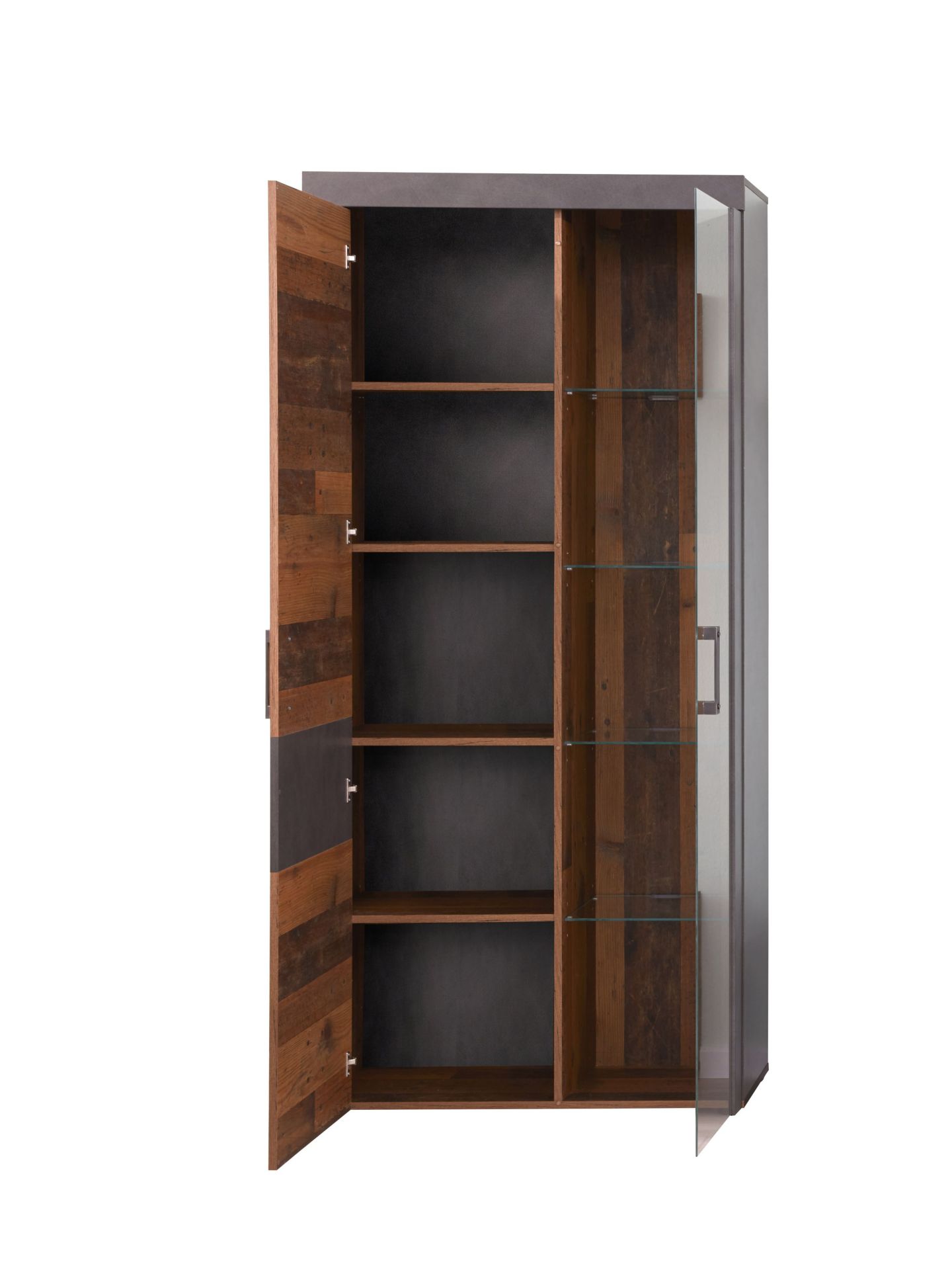 trendteam Indy Stauraumvitrine Graphit mit Beleuchtung
