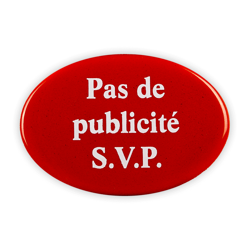 Münder Email Emailschild oval 6x4 cm Pas de publicité rot-weiß