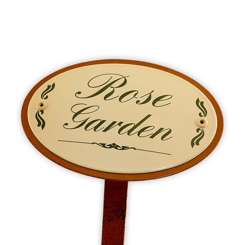 Münder Email Emaille Lagerschilder Rose Garden Emailschild oval 15x10cm