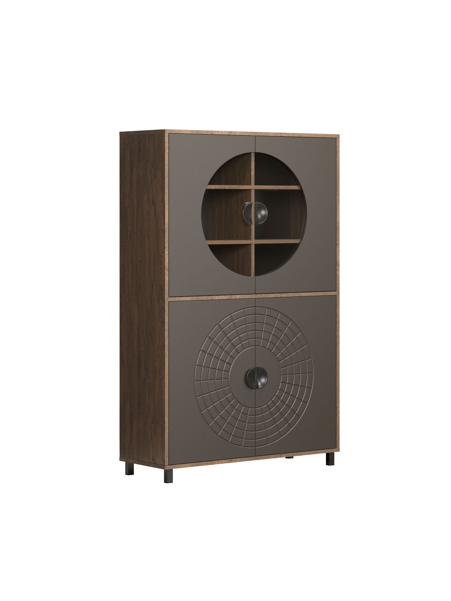 trendteam Fusion Highboard-Vitrine Rostoptik Perlbronze