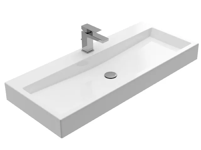 Treos Serie 710 Waschbecken Mineralguss 1000x420 Hahnloch