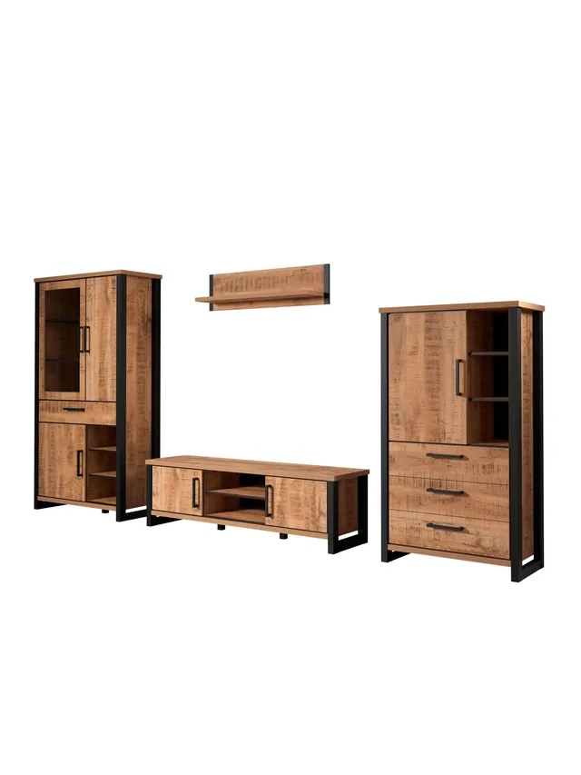 trendteam Enna Wohnwand 4-tlg Mango schwarz