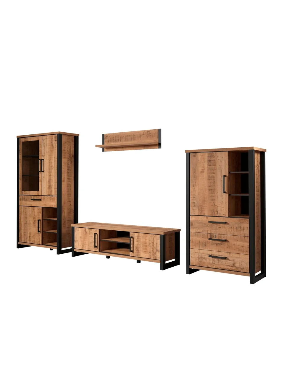 trendteam Enna Wohnwand 4-tlg Mango schwarz