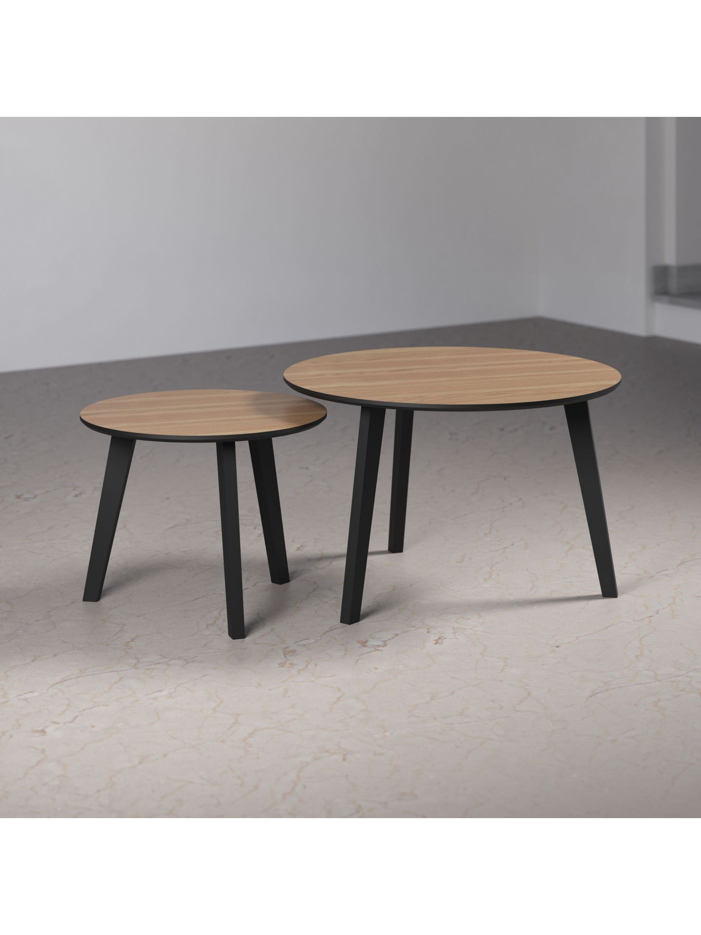 trendteam Ronin Couchtisch-Set Eiche 2er Schwarz Holz