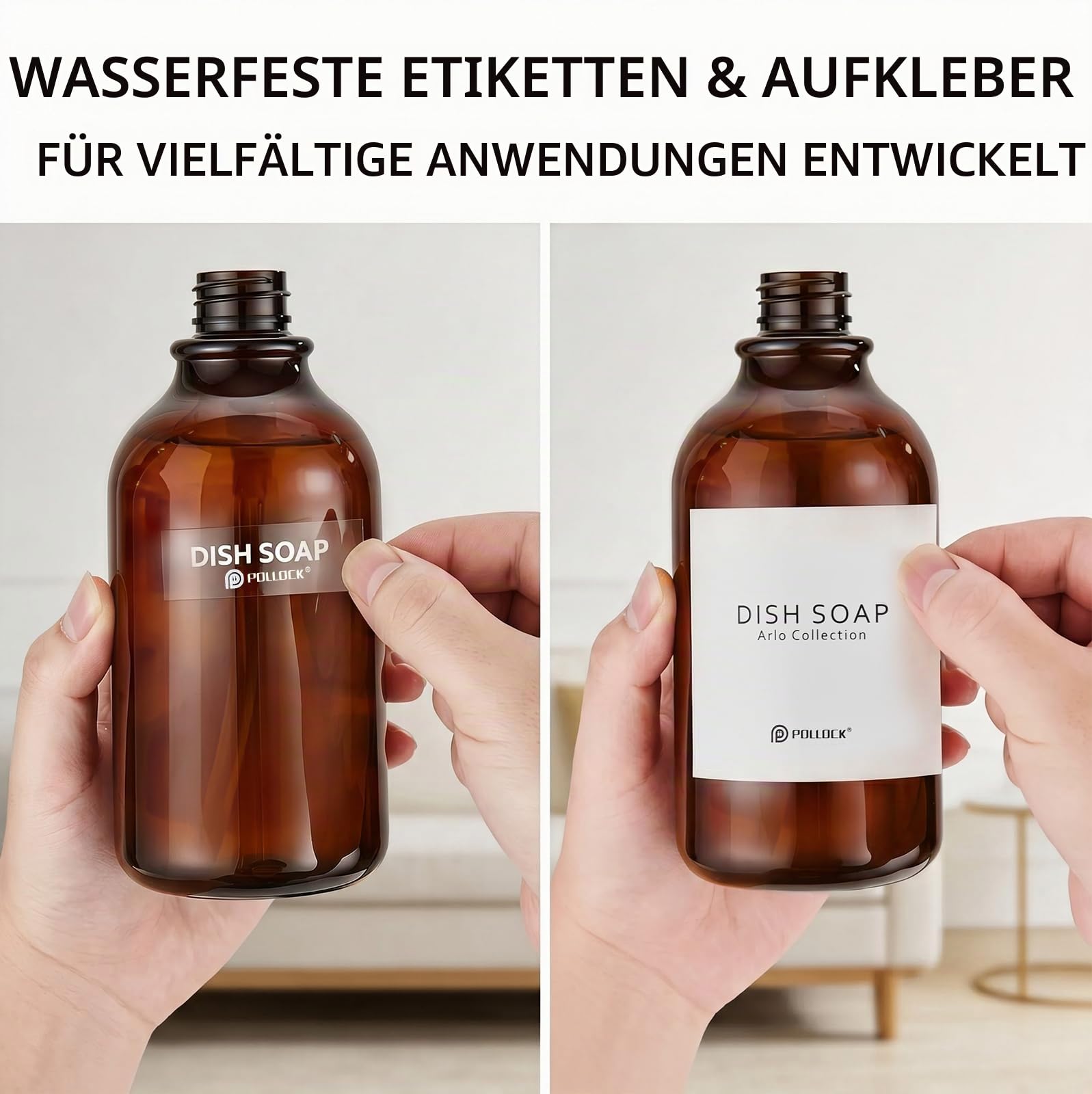 Pollock Soap Dispensers Seifenspender 2x500ml Bernstein Schwarz Pumpe
